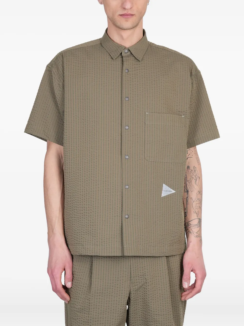 and Wander seersucker shirt | Green | Image 1