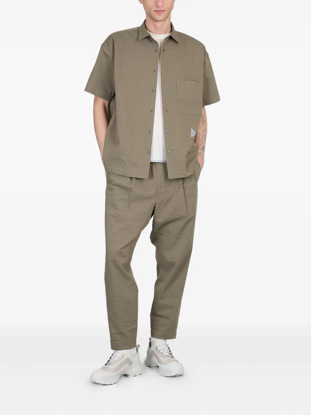 And Wander seersucker shirt - Groen