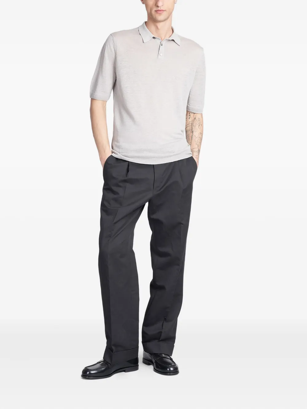 Ballantyne fine-knit polo shirt - Grijs