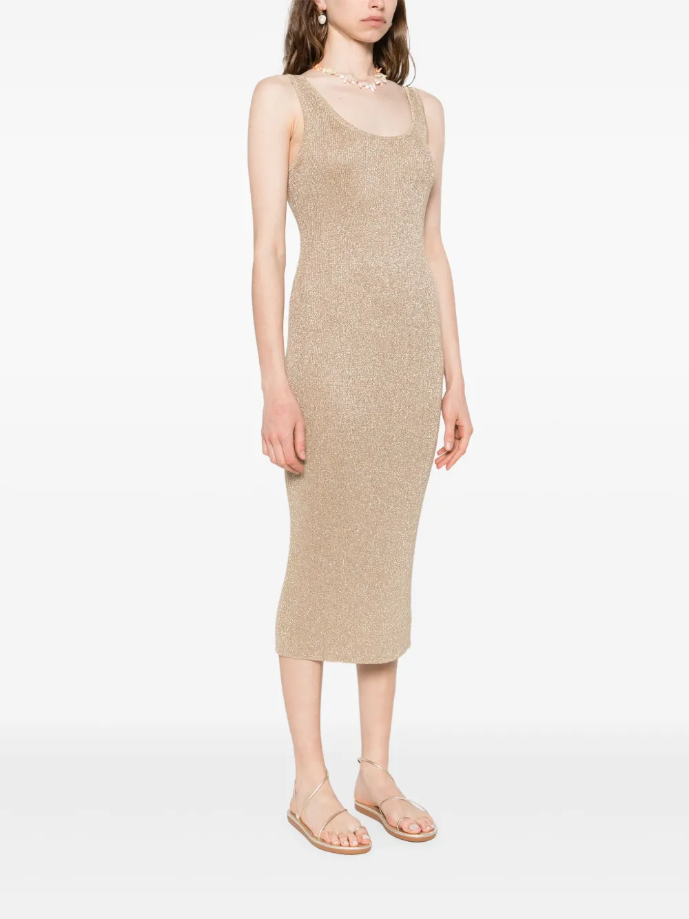 MC2 Saint Barth Midi-jurk met metallic-effect Goud
