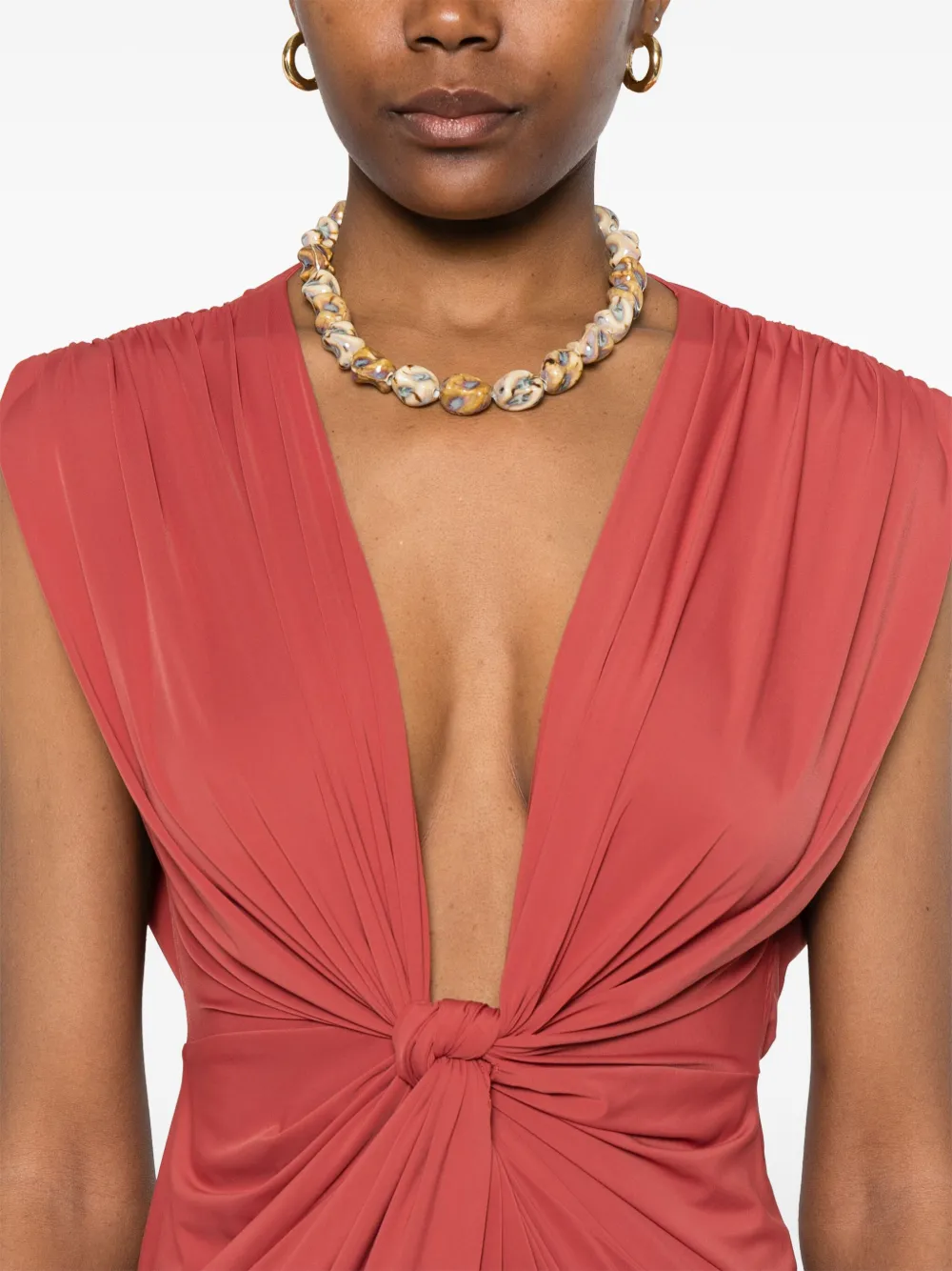 MC2 Saint Barth Midi-jurk met geknoopt detail Rood
