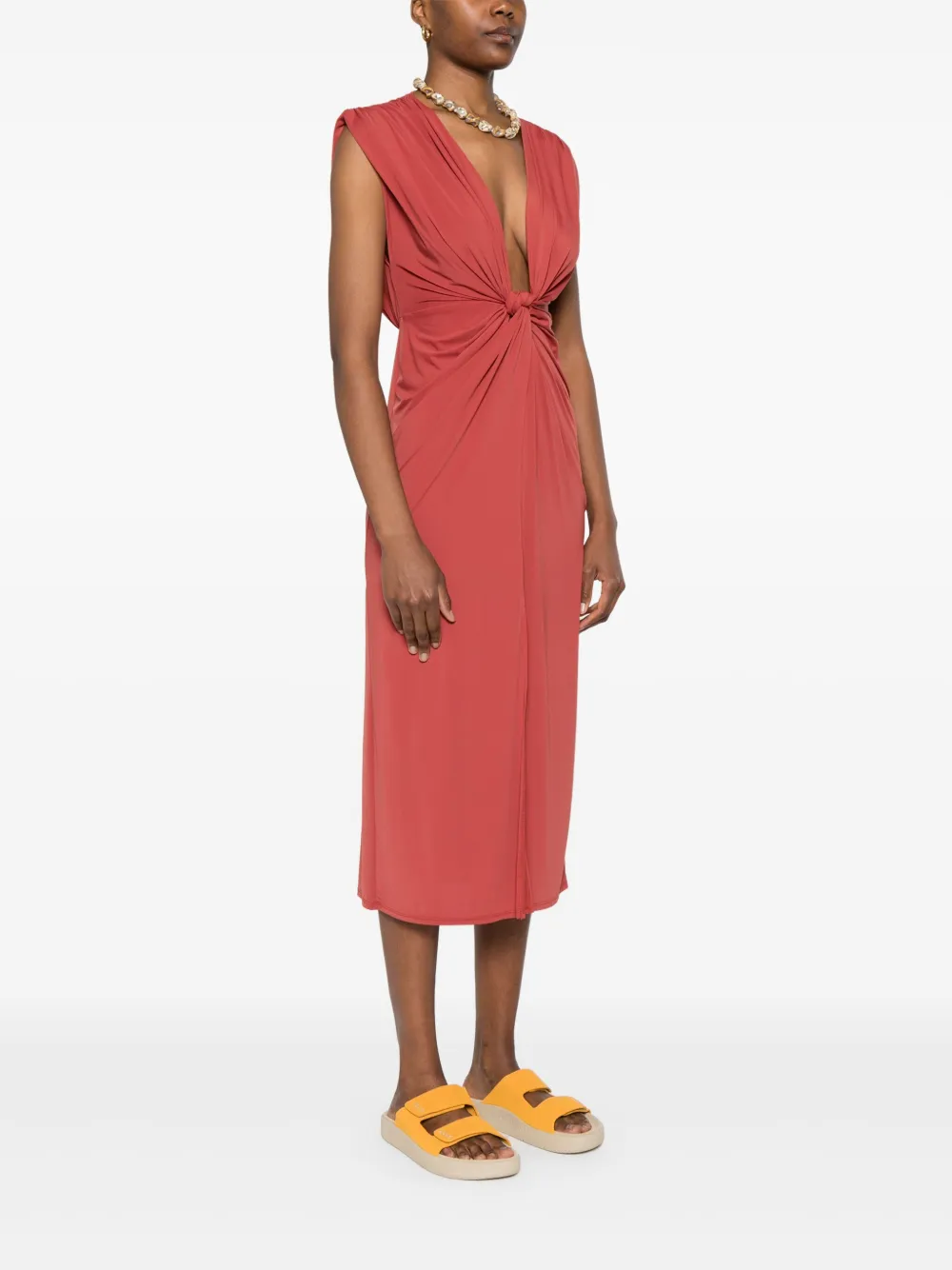MC2 Saint Barth Midi-jurk met geknoopt detail Rood
