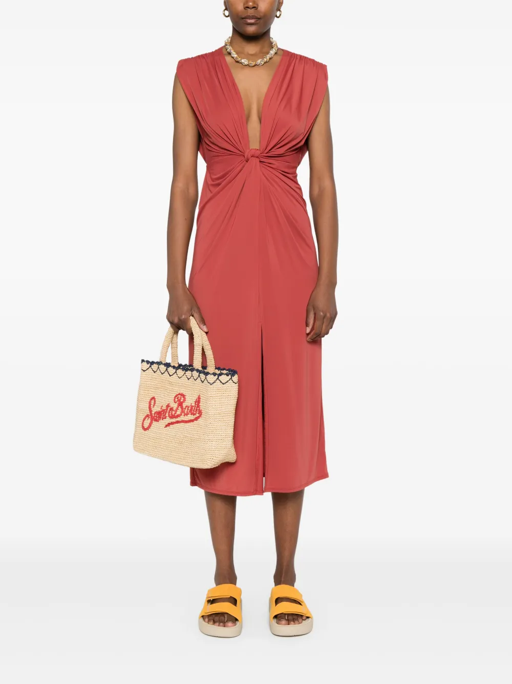 MC2 Saint Barth knot-detailing midi dress - Rood