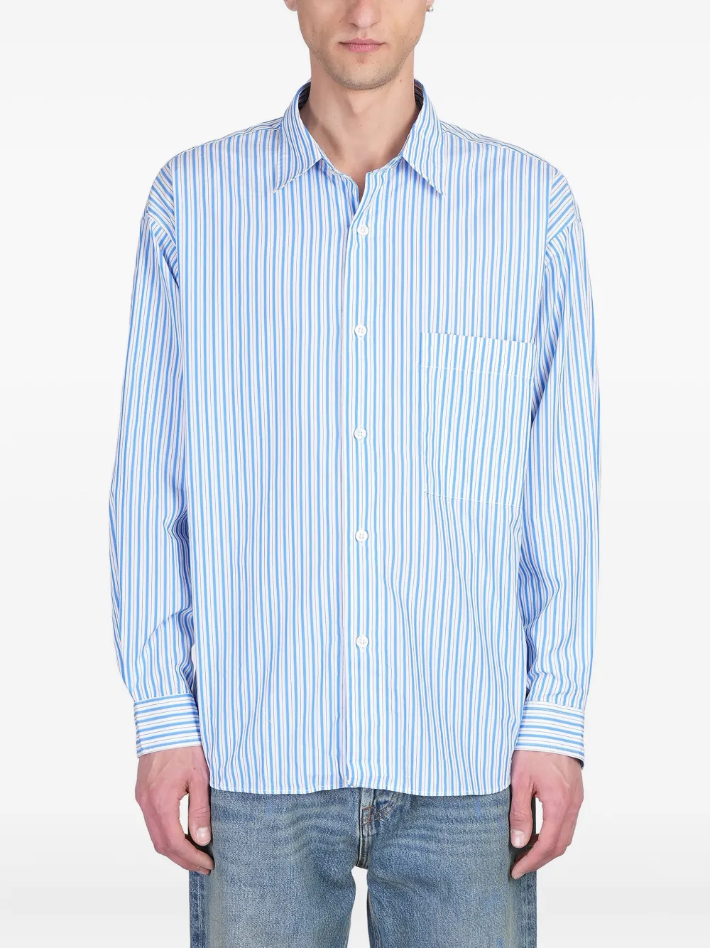 AMISH chemise en popeline à rayures | blanc | Image 1
