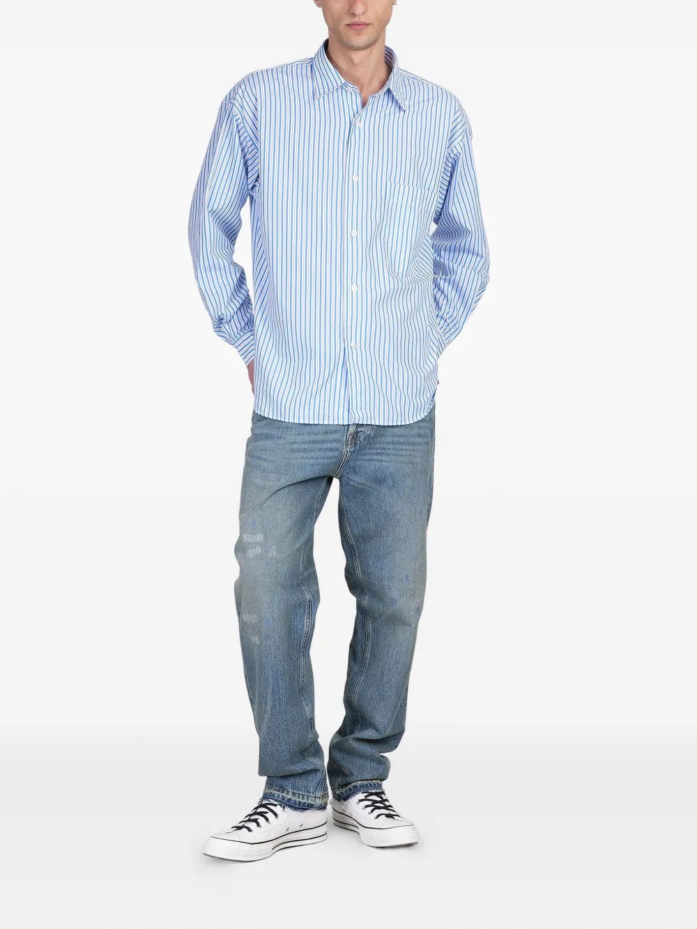 AMISH striped poplin shirt - Wit