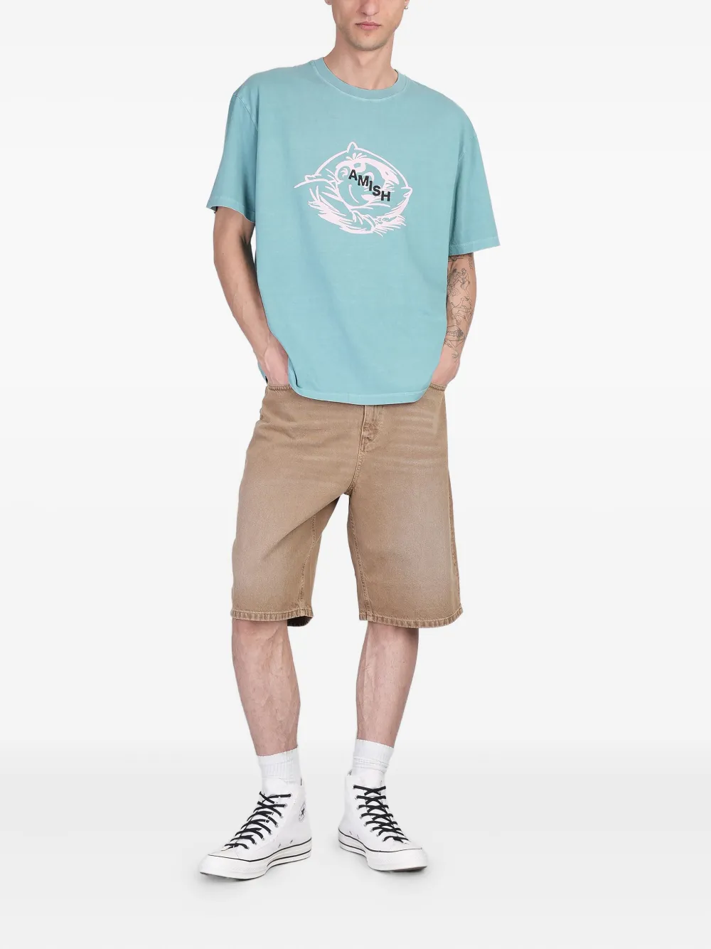 AMISH logo-print T-shirt - Groen