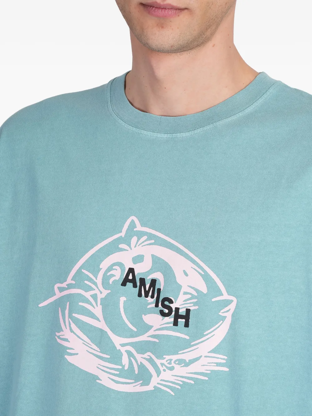 AMISH T-shirt met logoprint Groen