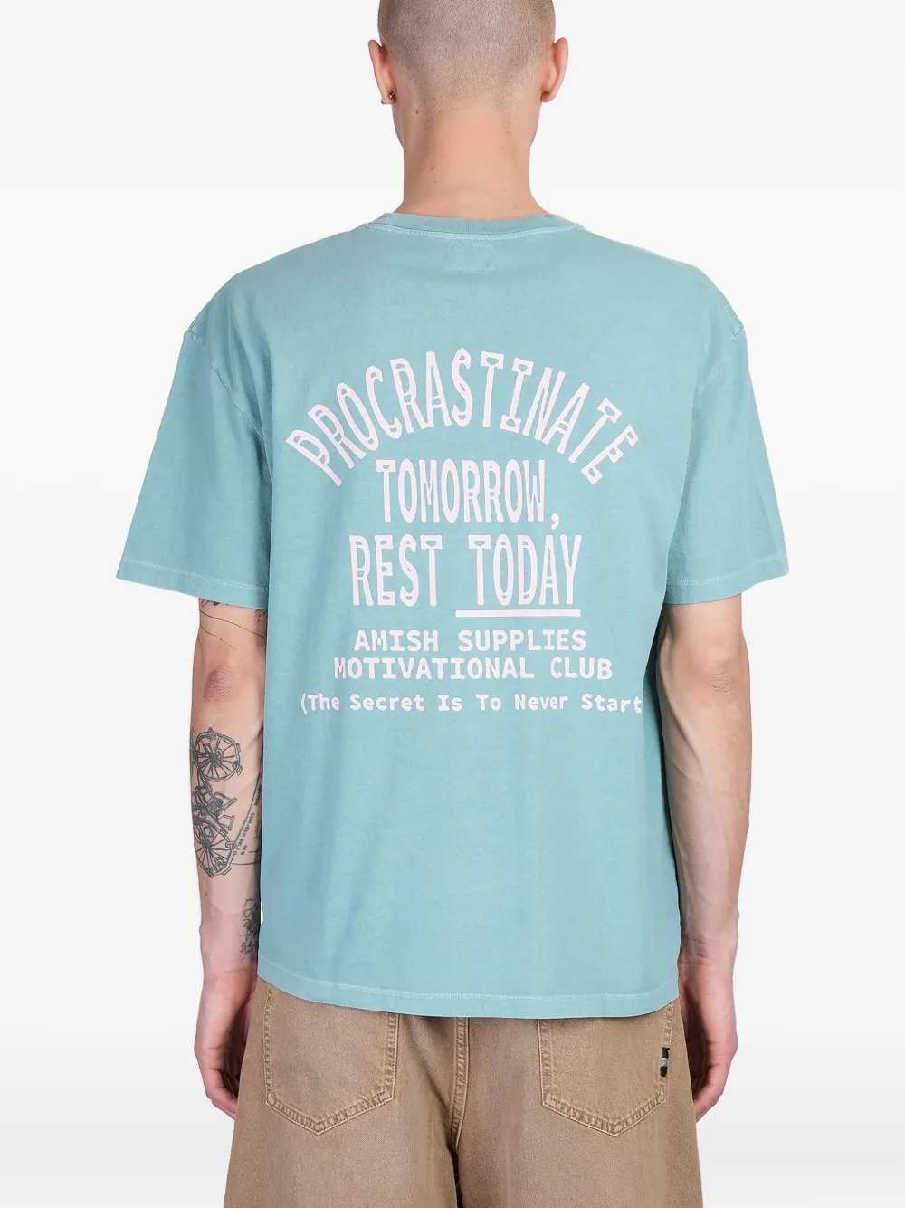 AMISH T-shirt met logoprint Groen