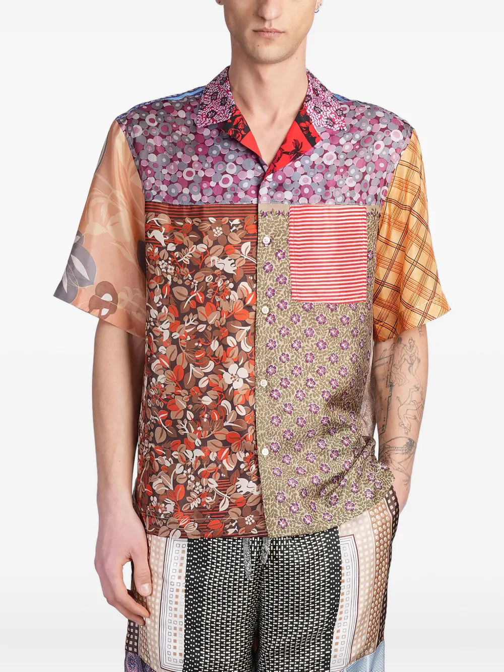 Marine Serre Zijde bowlingshirt Bruin