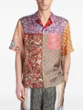Marine Serre regenerated silk-scarves bowling shirt - Brown