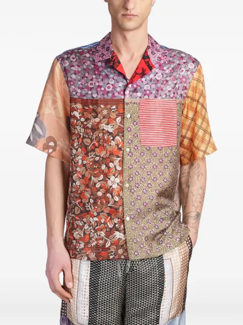 Marine Serre regenerated silk-scarves bowling shirt