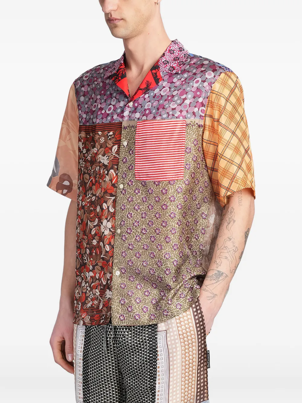 Marine Serre Zijde bowlingshirt Bruin