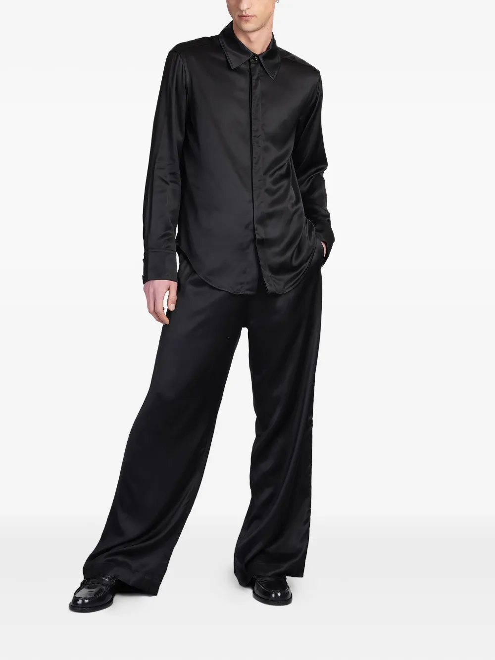 Marine Serre satin shirt - Zwart