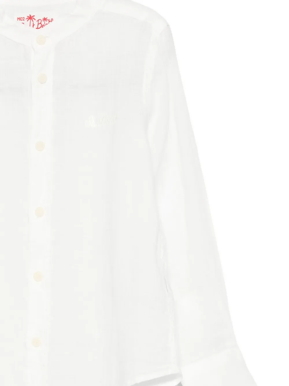 MC2 Saint Barth Kids Linnen shirt met ronde kraag Wit