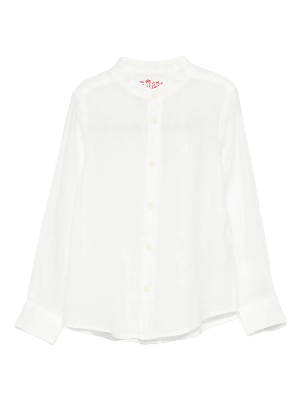 MC2 Saint Barth Kids Linnen shirt met ronde kraag Wit