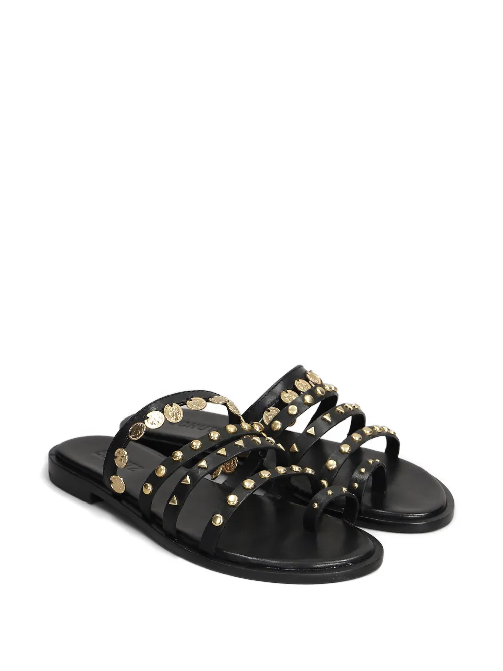 Schutz studded flat sandals Black