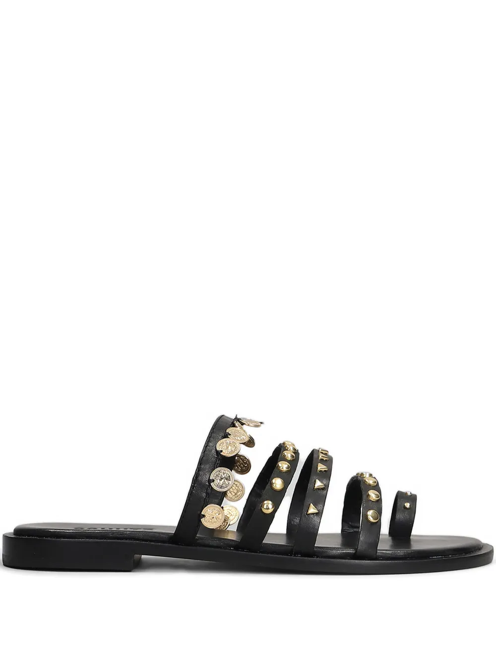 Schutz studded flat sandals Black