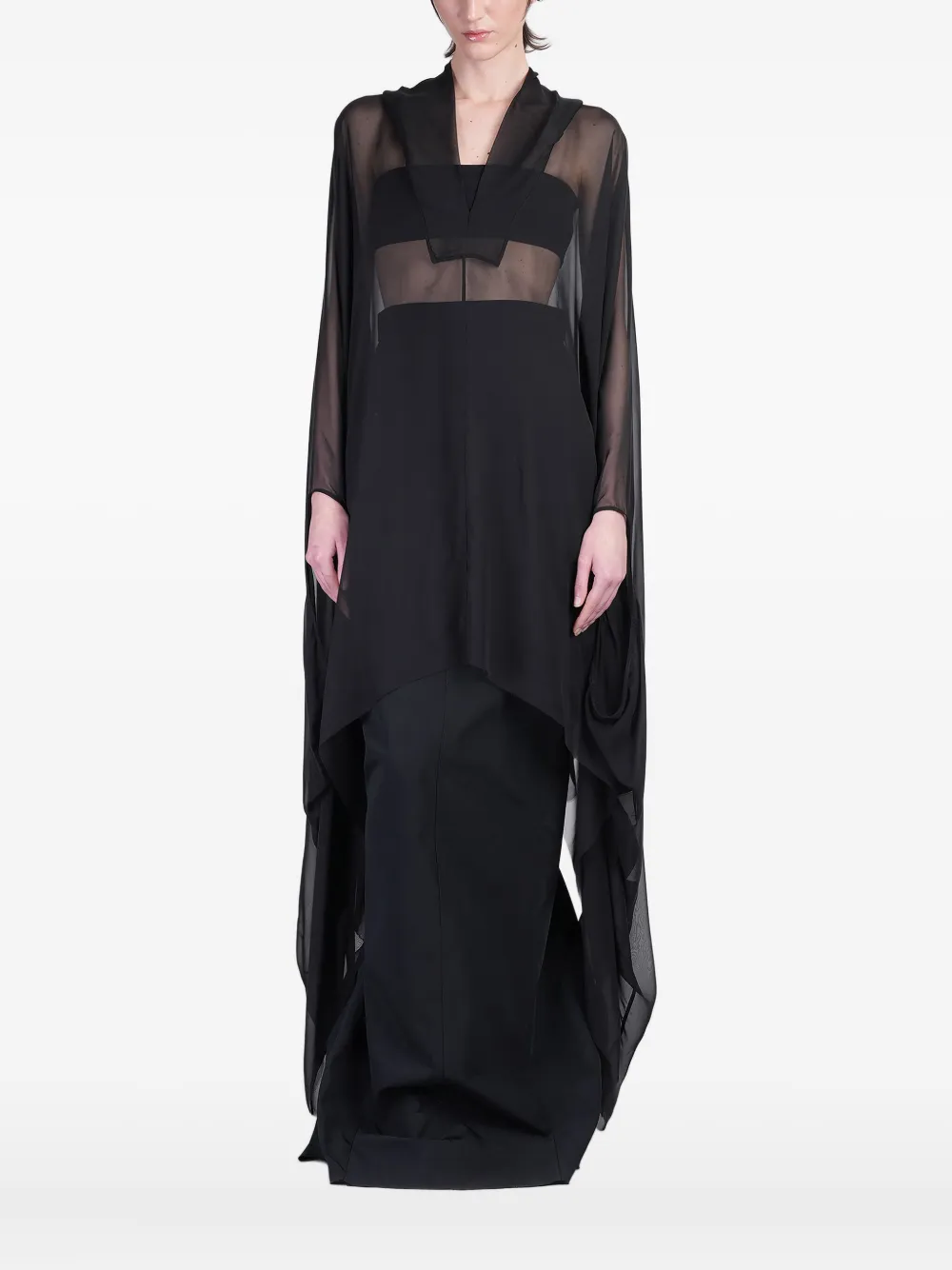Rick Owens hooded silk kaftan - ブラック Rick Owens hooded silk kaftan - ブラック