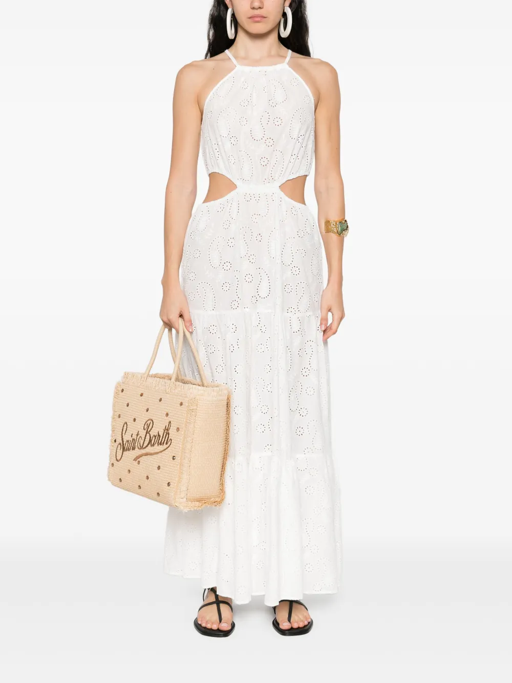 MC2 Saint Barth paisley-embroidered maxi dress - Wit