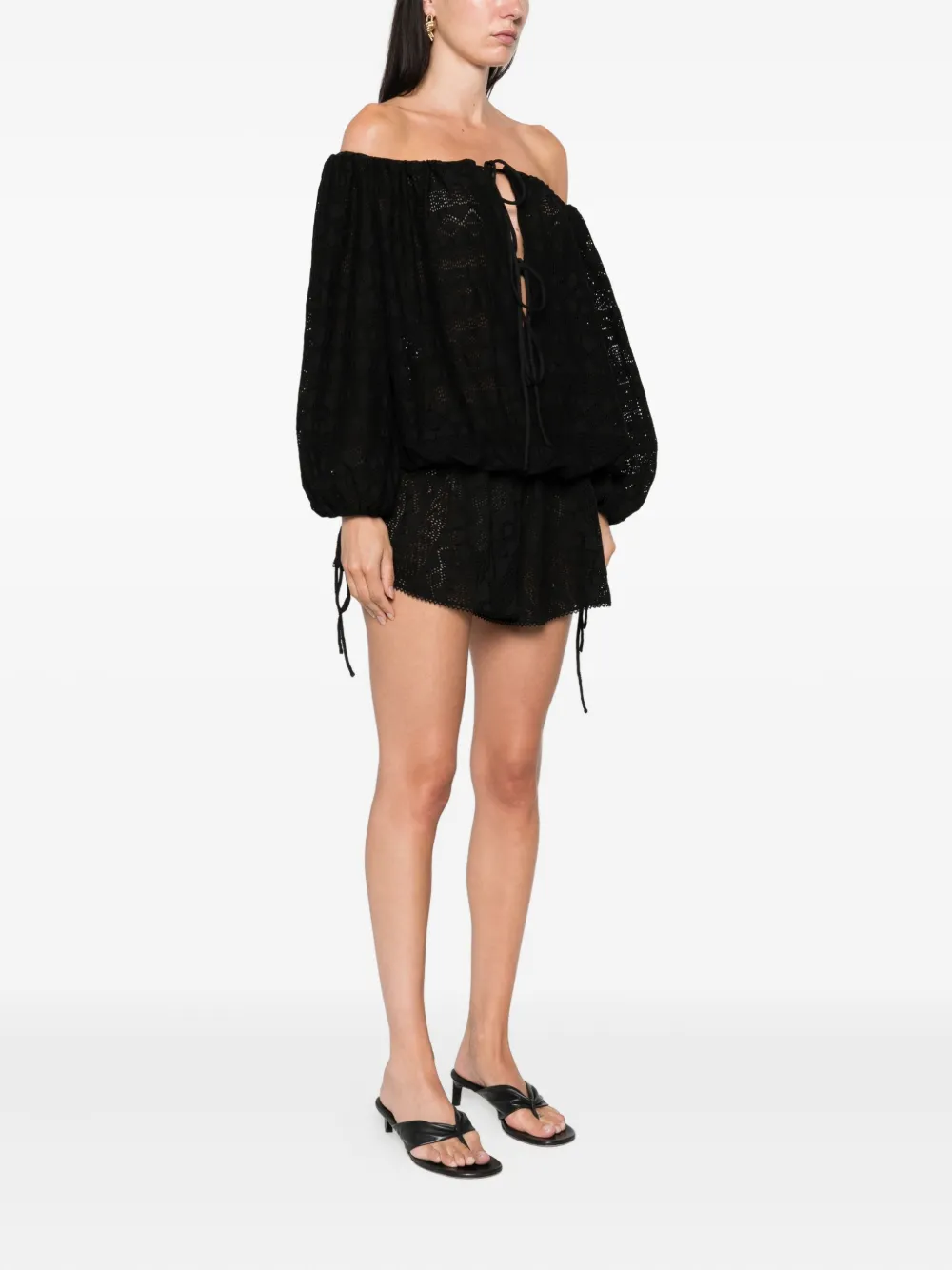 The Andamane Wilma Eyelet Lace-up Playsuit