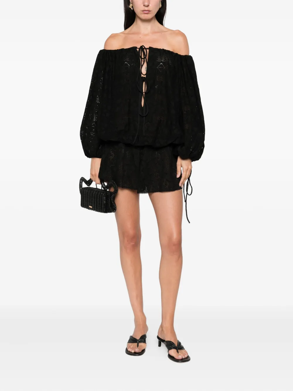 The Andamane Wilma Eyelet Lace-up Playsuit