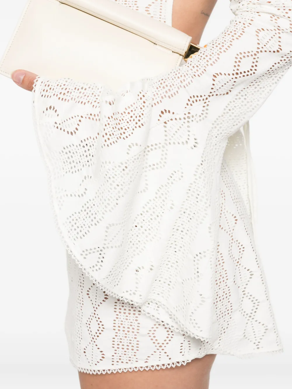 THE ANDAMANE Gehaakte jurk met mouwen Beige