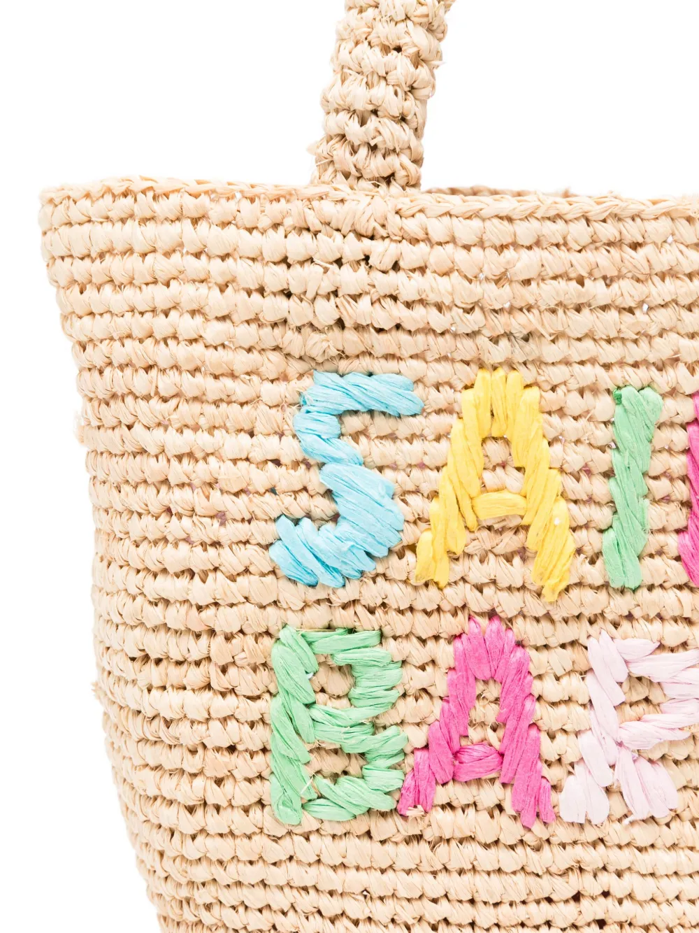 MC2 Saint Barth Mid Beach embroidered raffia tote bag Beige