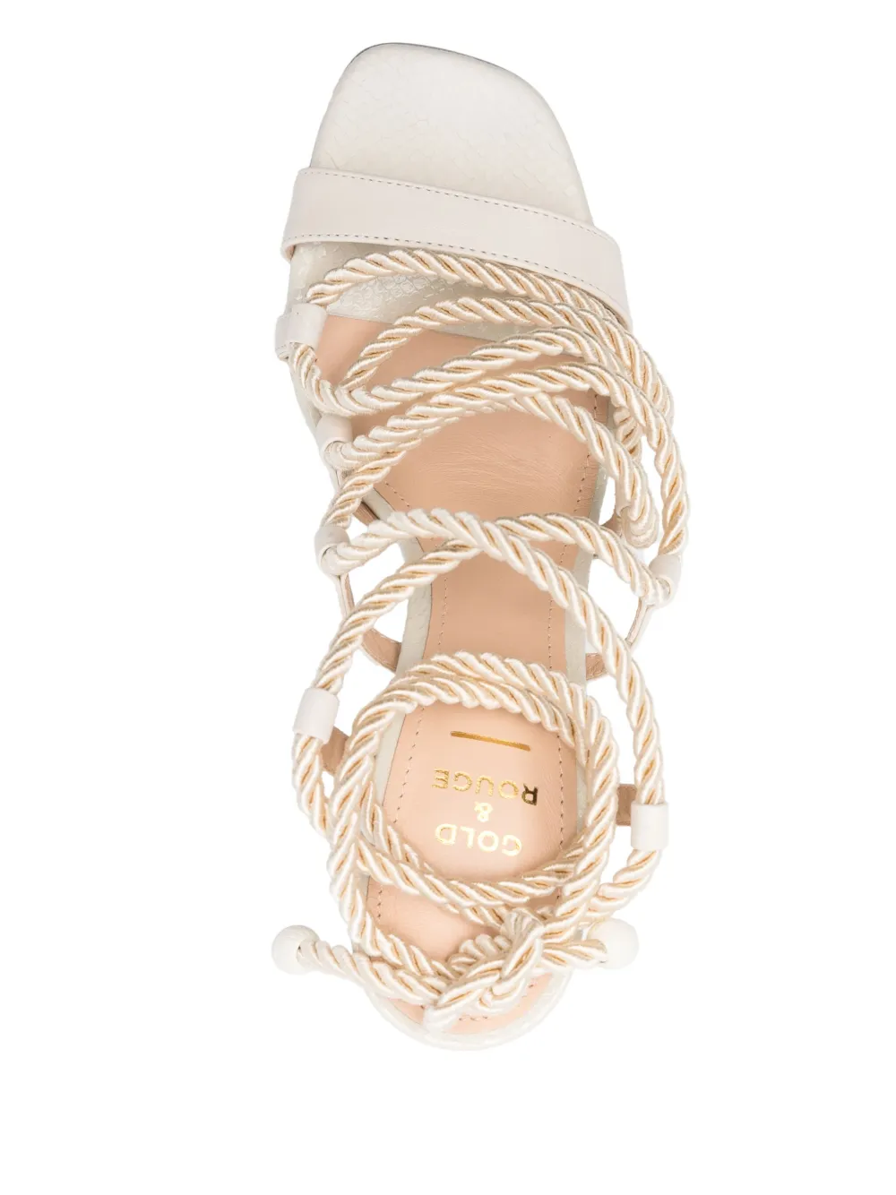 Gold 
Rouge 90mm Agadir heeled sandals White