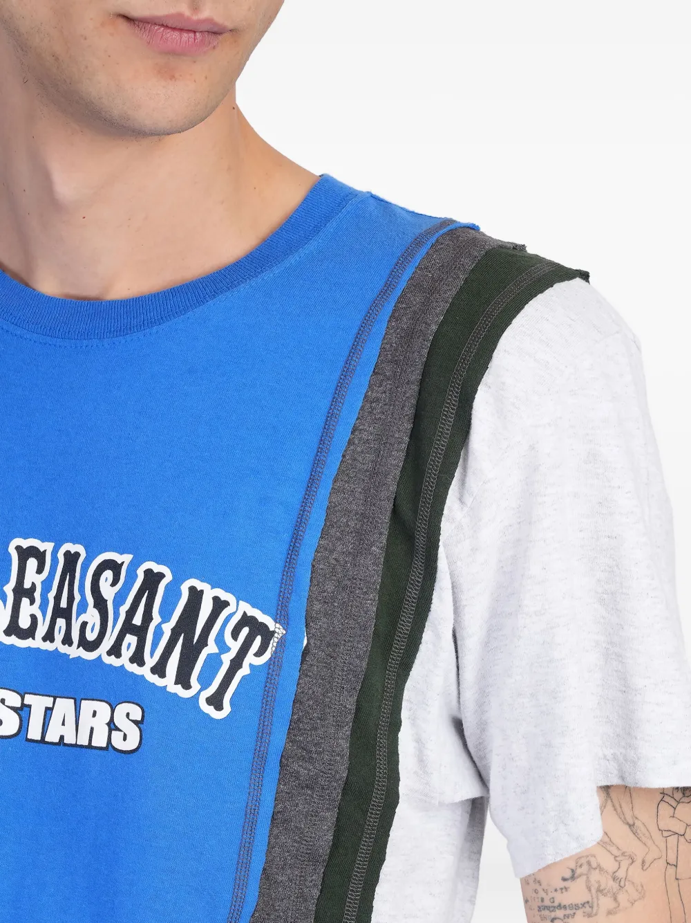 Needles stitching-details T-shirt Blauw