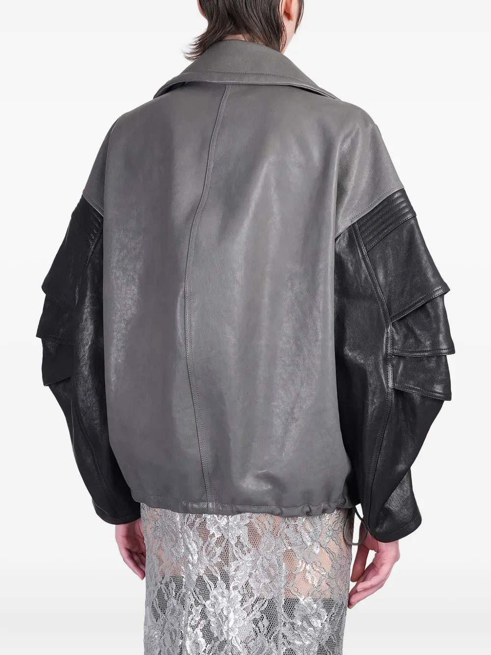 The Attico Leren bikerjack Zwart