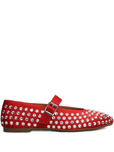 Gisel Moire crystal-embellished flat pumps