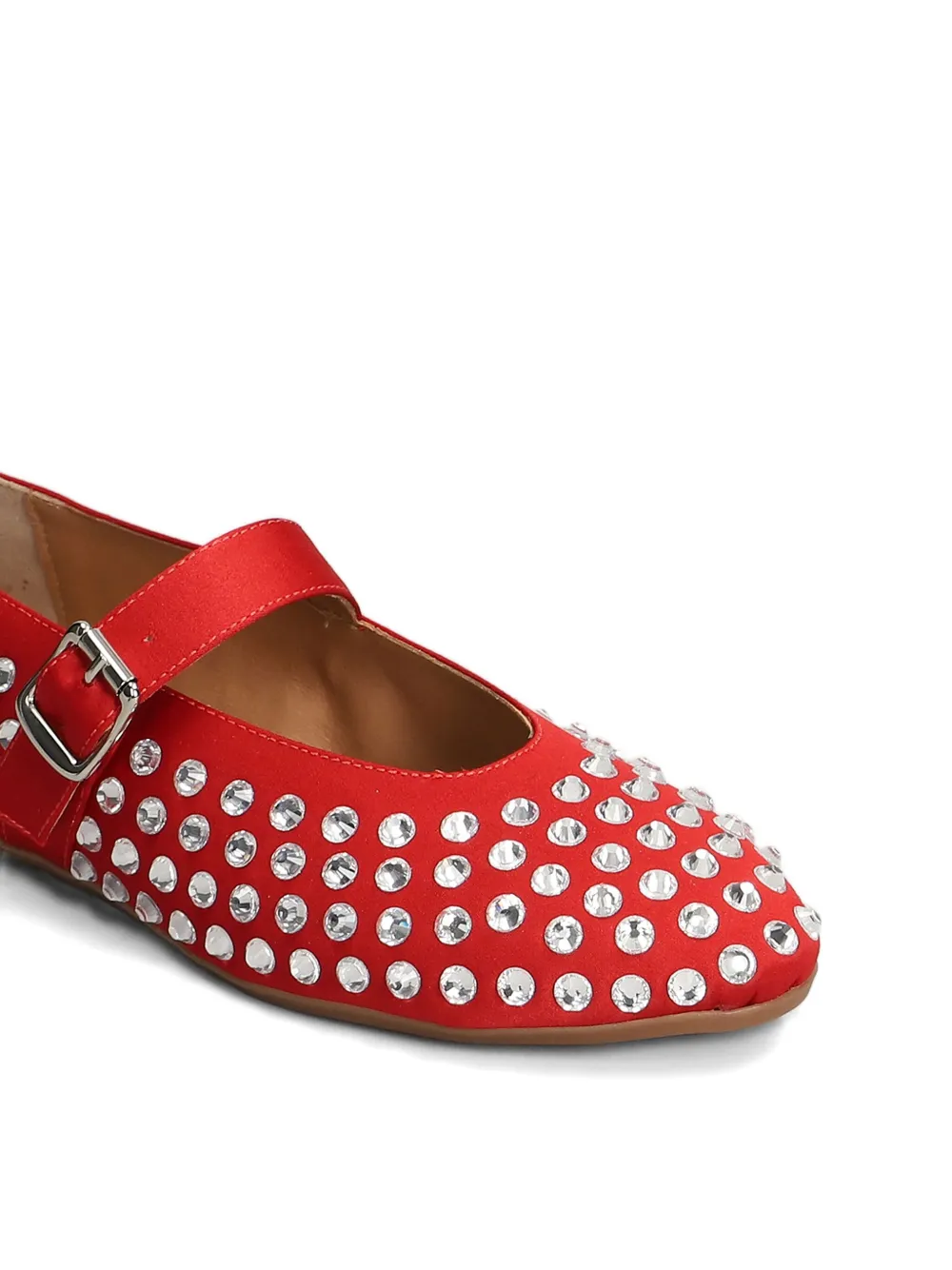 Gisel Moire crystal-embellished flat pumps Red