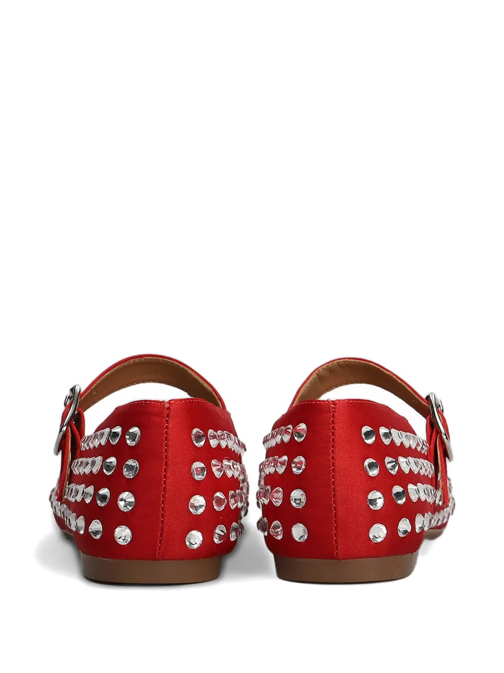 Gisel Moire crystal-embellished flat pumps Red