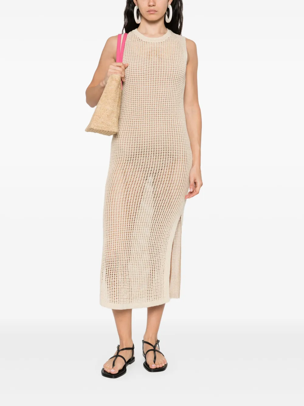 MC2 Saint Barth fishnet midi dress - Beige