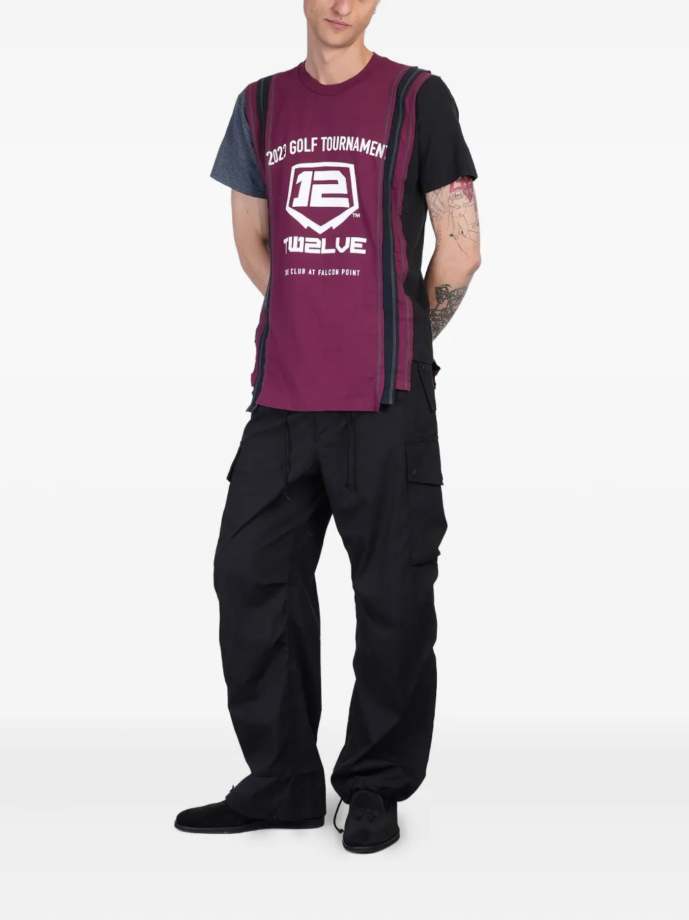 Needles T-shirt met logoprint - Bordeaux