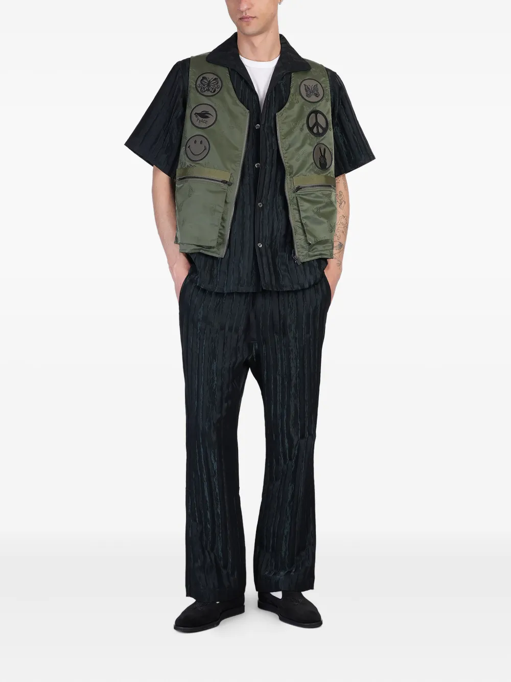 Needles striped shirt - Zwart