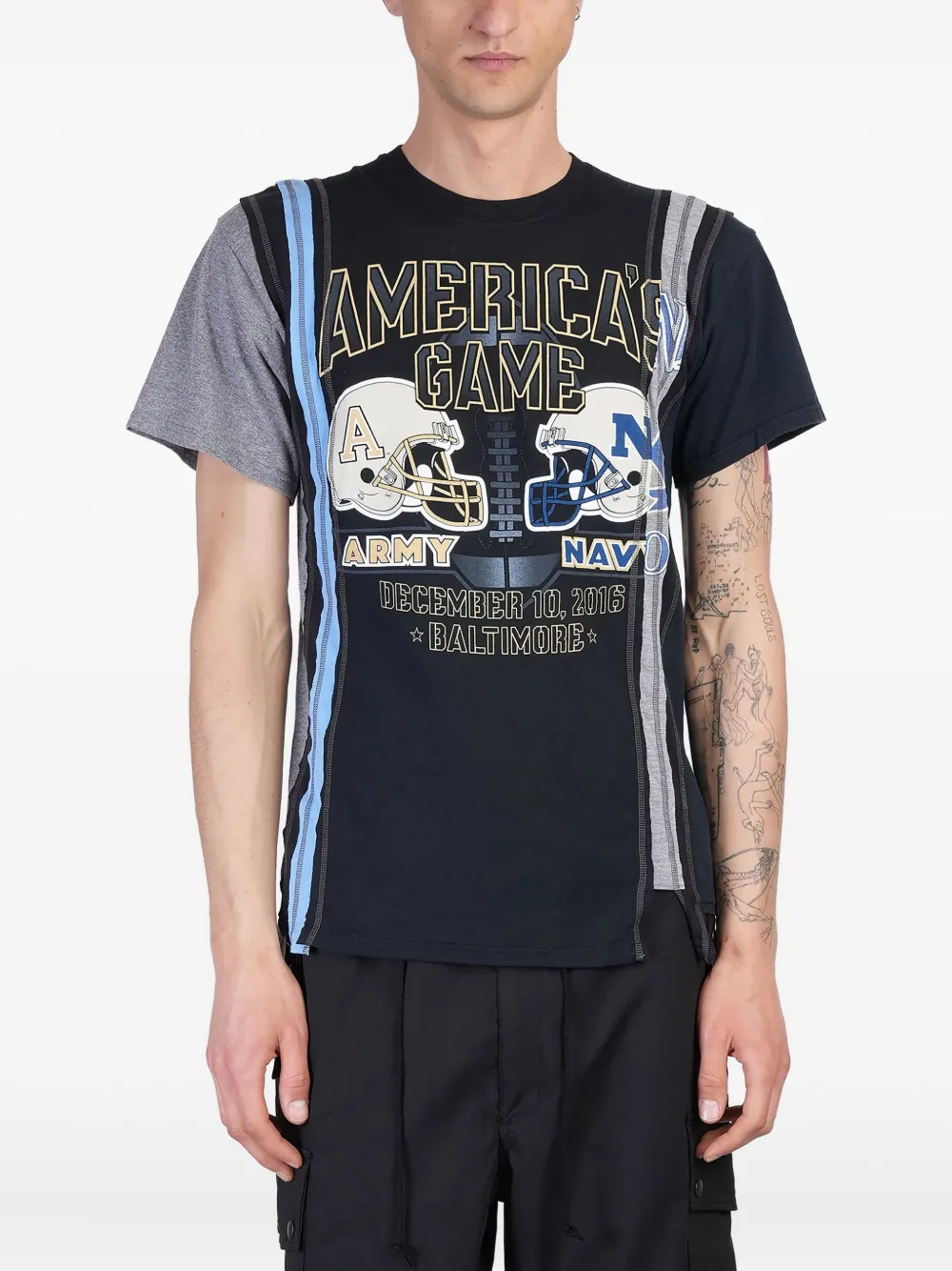 Needles stitching-details T-shirt - ブラック Needles stitching-details T-shirt - ブラック