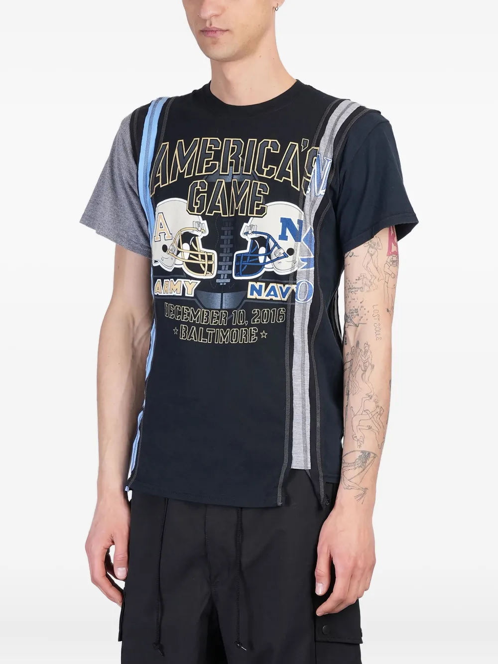 Needles stitching-details T-shirt Zwart