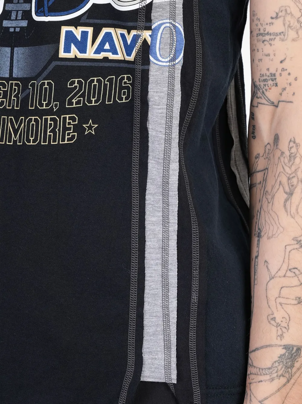 Needles stitching-details T-shirt Zwart