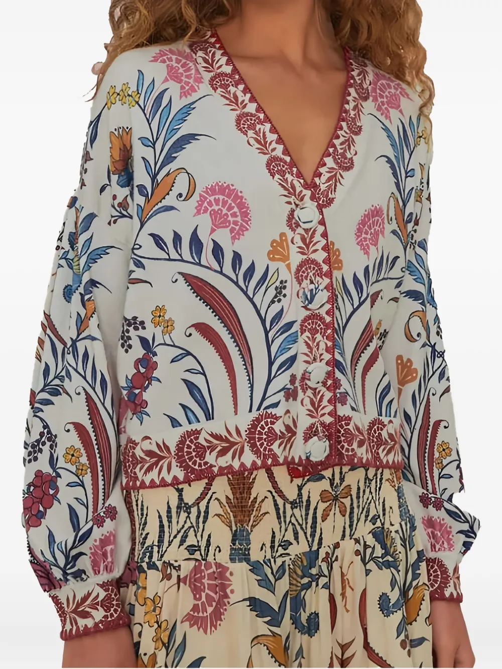 floral-print cardigan