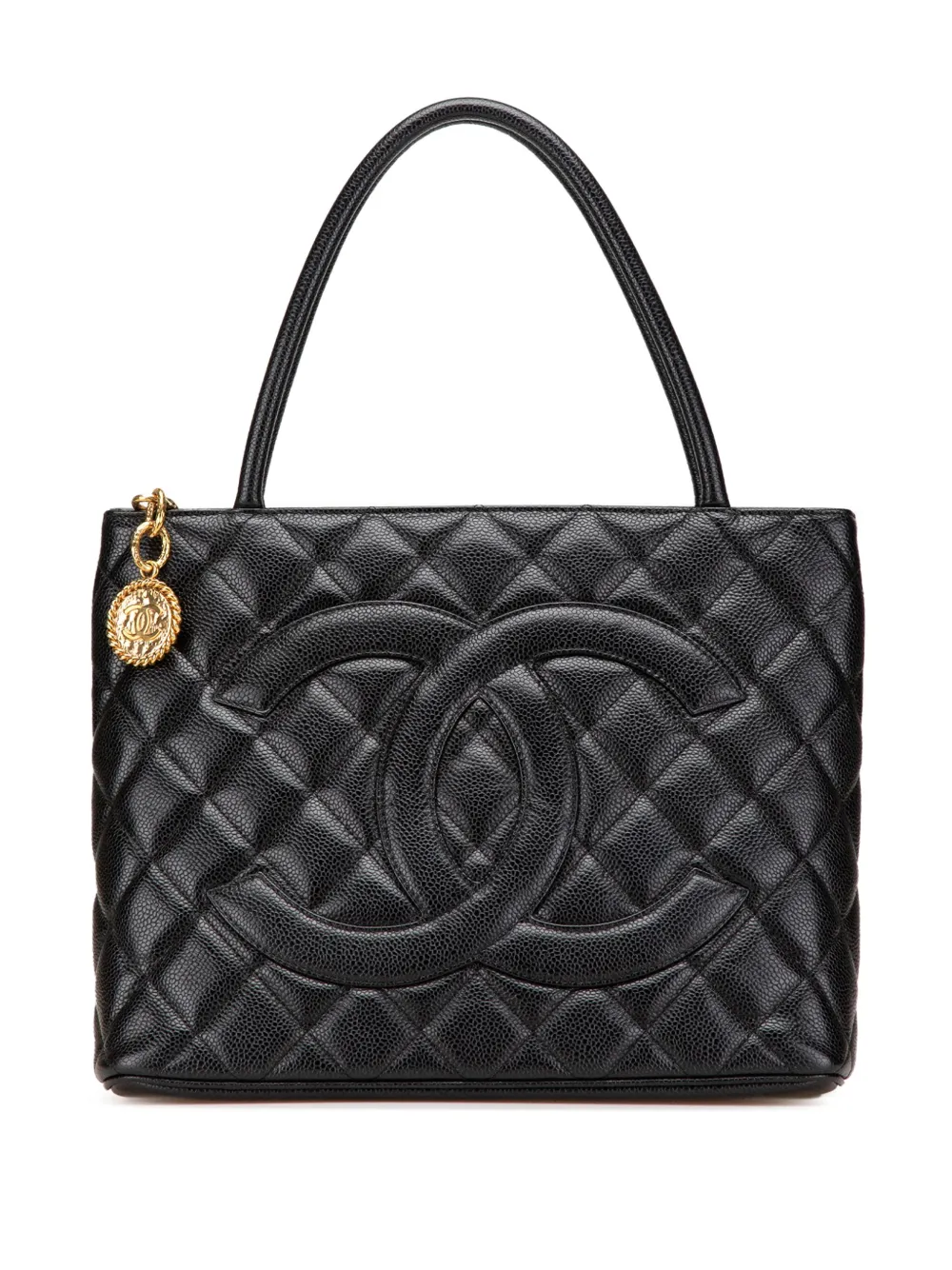 CHANEL Pre-Owned 2003-2004 Caviar Medallion tote bag - BLACK CHANEL Pre-Owned 2003-2004 Caviar Medallion tote bag - BLACK