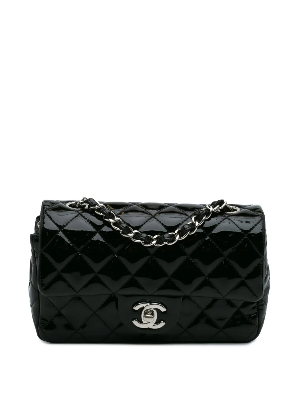CHANEL Pre-Owned 2014 Mini Rectangular Classic Patent Single Flap CHANEL Pre-Owned 2014 Mini Rectangular Classic Patent Single Flap