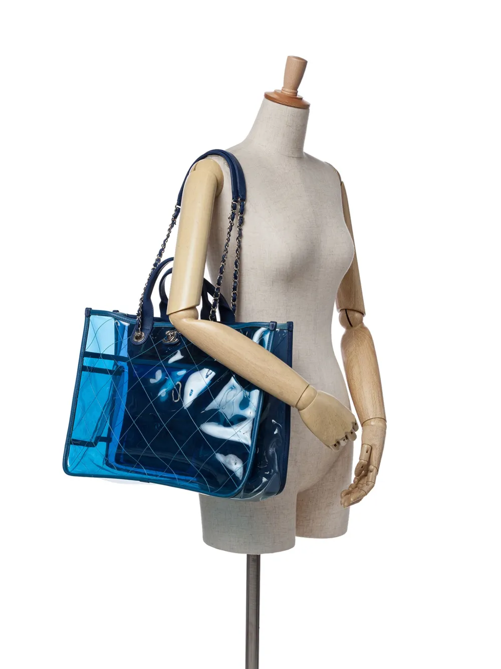 Pre-owned Chanel 2018 Medium Pvc And Lambskin Coco Splash Shopping Tote Satchel