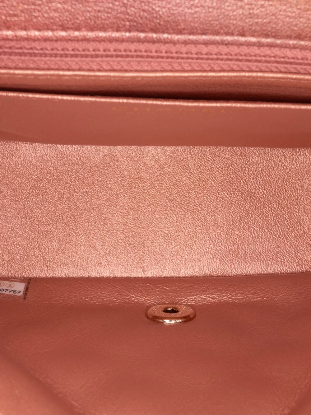 Pre-owned Chanel 2021 Mini Square Iridescent Calfskin Flap Crossbody Bag In Orange