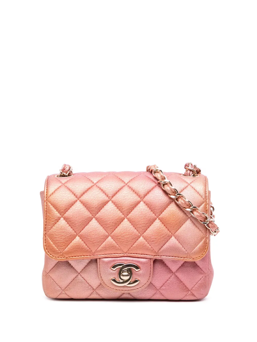 CHANEL Pre-Owned 2021 Mini Square Iridescent Calfskin Flap crossbody CHANEL Pre-Owned 2021 Mini Square Iridescent Calfskin Flap crossbody