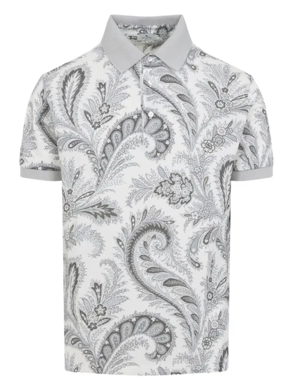 直営店で購入　ETRO ダークグレー ペイズリー柄 ポロシャツ L ETRO ペイズリー ポロシャツ | グレー | FARFETCH JP