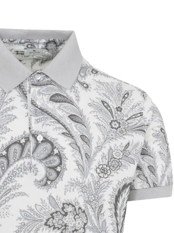 ETRO Paisley Cotton Polo Shirt Grey FARFETCH IN