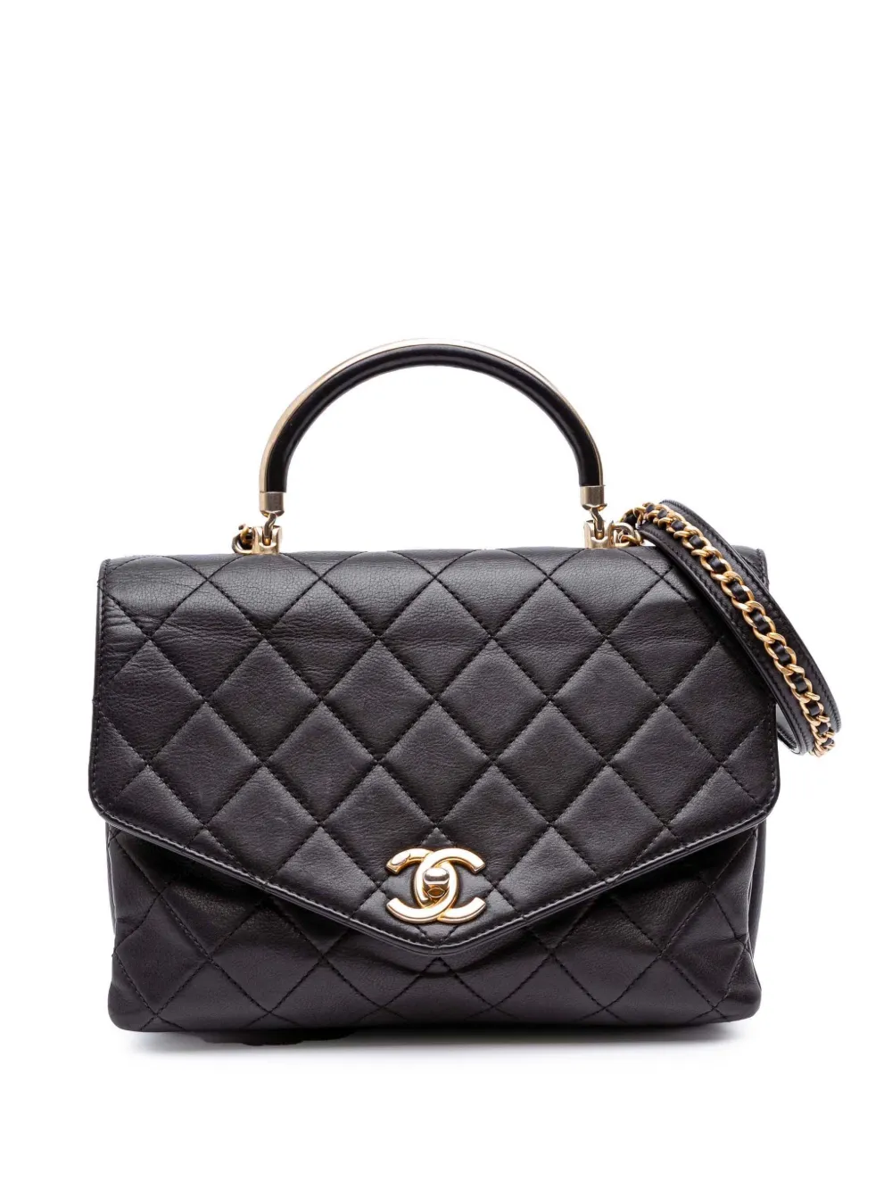 CHANEL Pre-Owned 2019 Quilted Calfskin Gold Top Handle Flap satchel - CHANEL Pre-Owned 2019 Quilted Calfskin Gold Top Handle Flap satchel -