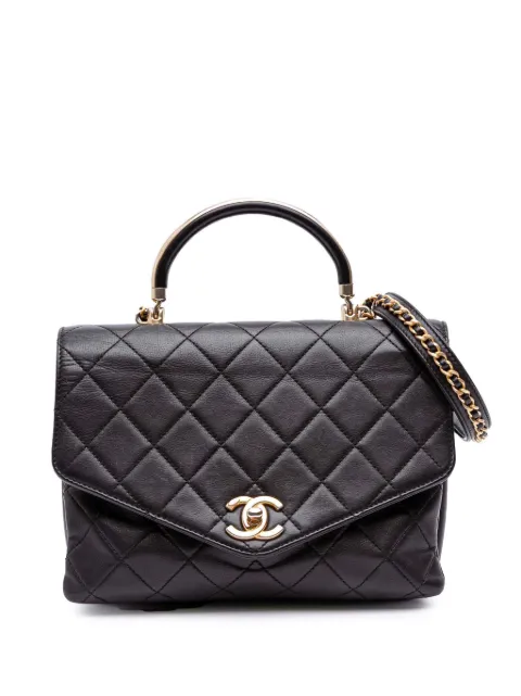 CHANEL Pre-Owned 2019 Quilted Calfskin Gold Top Handle Flap satchel
