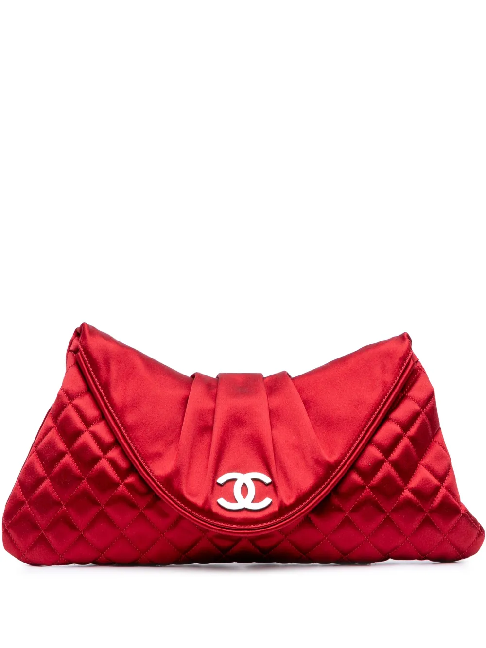 CHANEL Pre-Owned 2008-2009 CC Quilted Satin Half Moon Flap clutch bag CHANEL Pre-Owned 2008-2009 CC Quilted Satin Half Moon Flap clutch bag
